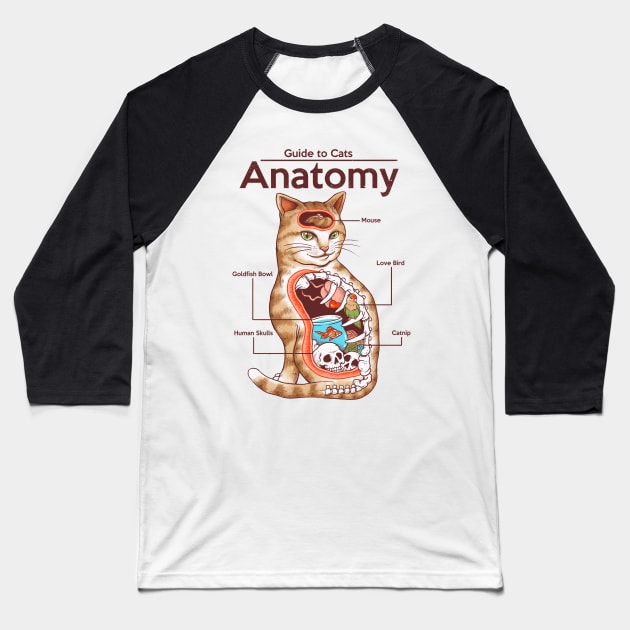 Anatomy of a Cat Baseball T-Shirt by Vincent Trinidad Art